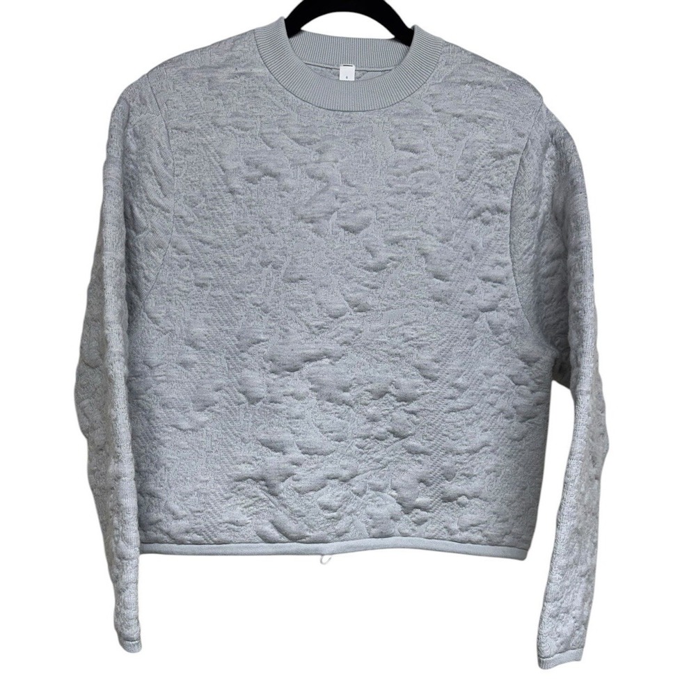 Lululemon Jacquard Multi-Texture‎ Crew Neck Sweater Heathered Vapor HVPR Size 6